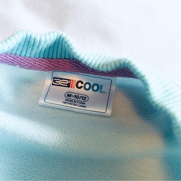 NWOT 32 Degrees Cool Aruba Blue Tie Dye Youth Short /Sweatshirt Size M 10/12 - Picture 8 of 10